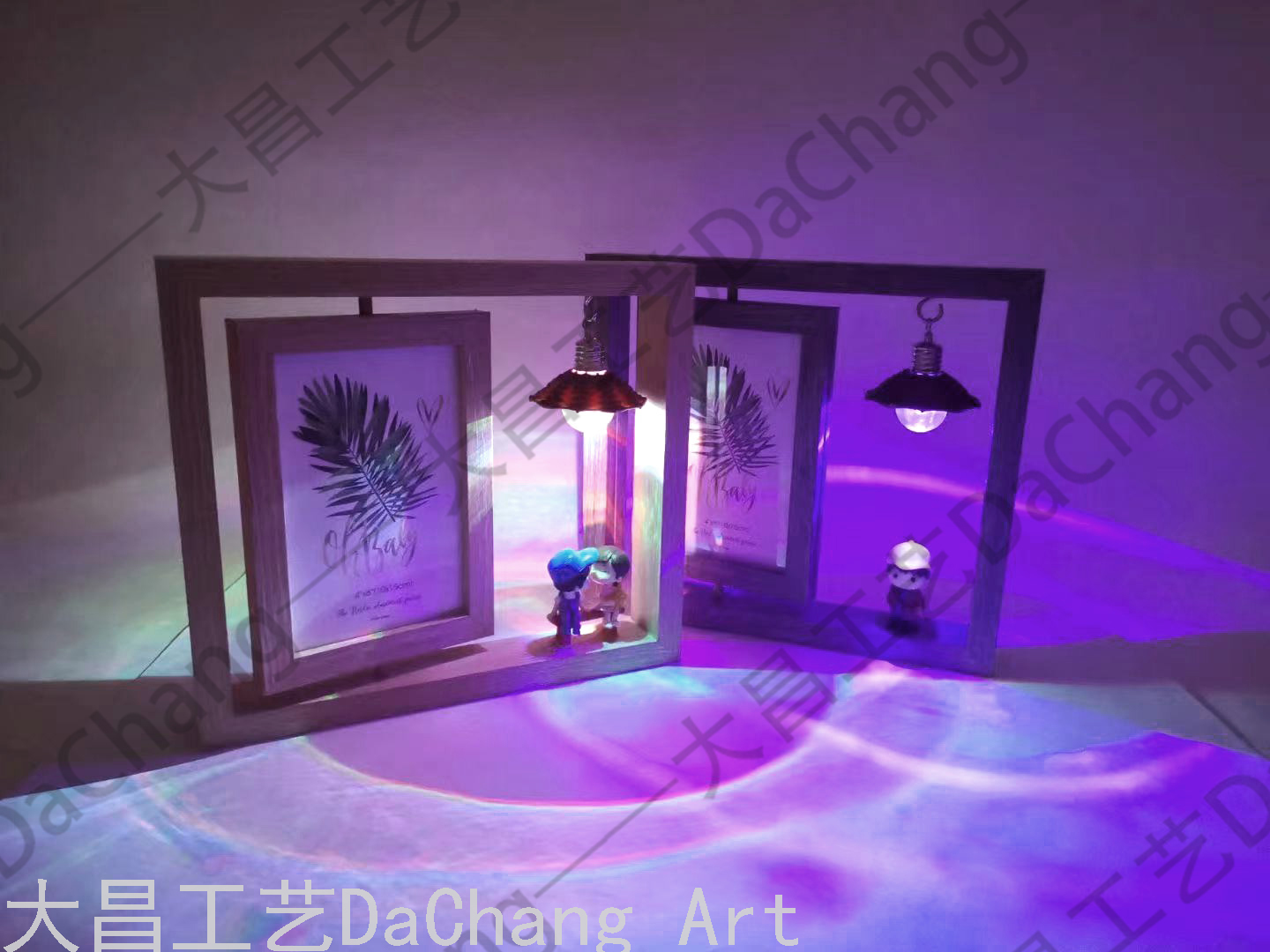 Solid Wood Photo Frame Anniversary Wedding Photo Couple Cute Commemorative Ins Table Album Rotating Double-Sided Glass Photo Frame