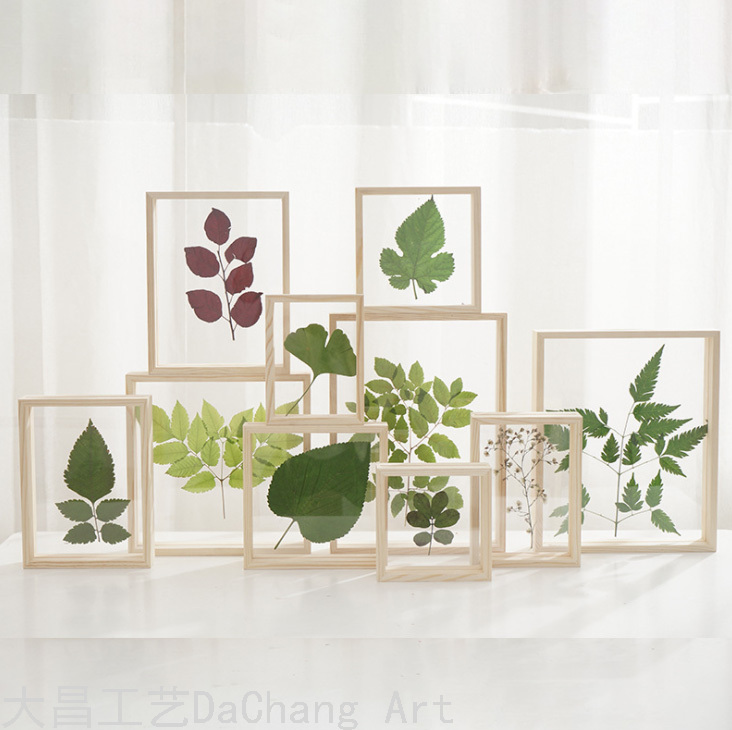 Transparent Simple Solid Wood Photo Frame Double-Sided Decoration 6-Inch A4 Album Specimen Box Frame Pattern Glass Photo Frame Polaroid