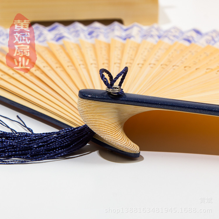 42 Square Chinese Style Painted Blue and White Porcelain Fan Bamboo Fan Craft Gift Daily High-End Female Fan Factory Direct Sales 42 Square Chinese Style Painted Blue and White Porcelain Fan Bamboo Fan Craft Gift Daily High-End Female Fan Factory Direct Sales