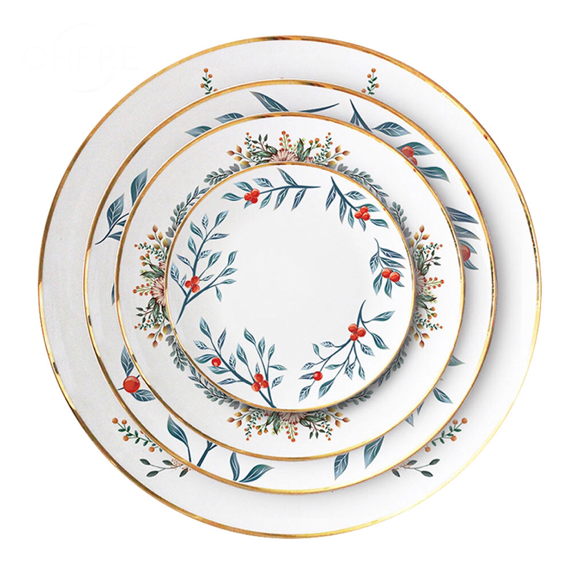 Bone Porcelain Plate Ceramic Western Cuisine Plate Tableware Hotel Table Setting Daily Necessities More Sizes Craft Ornaments