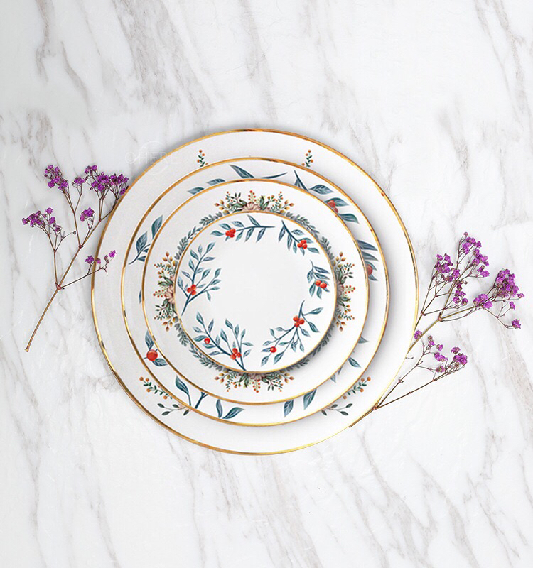 Bone Porcelain Plate Ceramic Western Cuisine Plate Tableware Hotel Table Setting Daily Necessities More Sizes Craft Ornaments