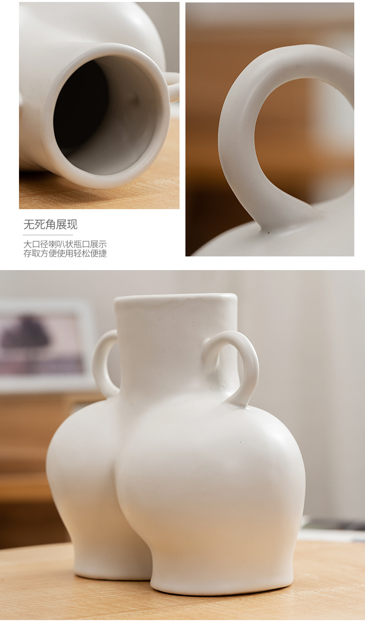 Porcelain craft Style Home Ceramic Vase Home Decorative Crafts Decoration Body Art Dried Flower Vase Wholesale