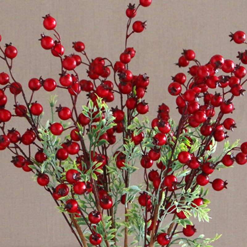 Custom Factory Small Red Pomegranate Fruit Branch Simulation Berries Christmas Fruit Christmas Artificial Flower Home Decoration Wholesale