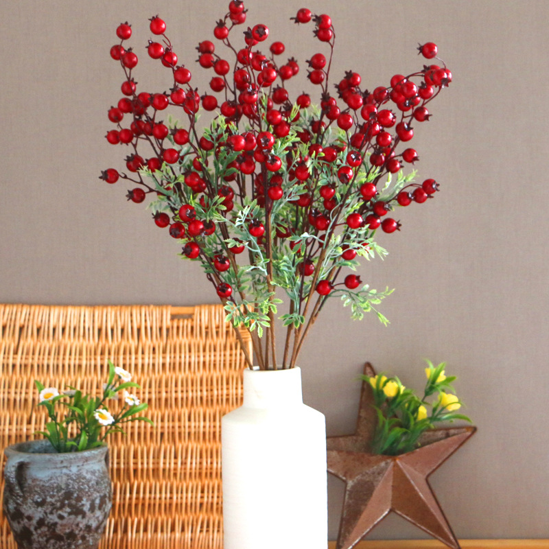 Custom Factory Small Red Pomegranate Fruit Branch Simulation Berries Christmas Fruit Christmas Artificial Flower Home Decoration Wholesale