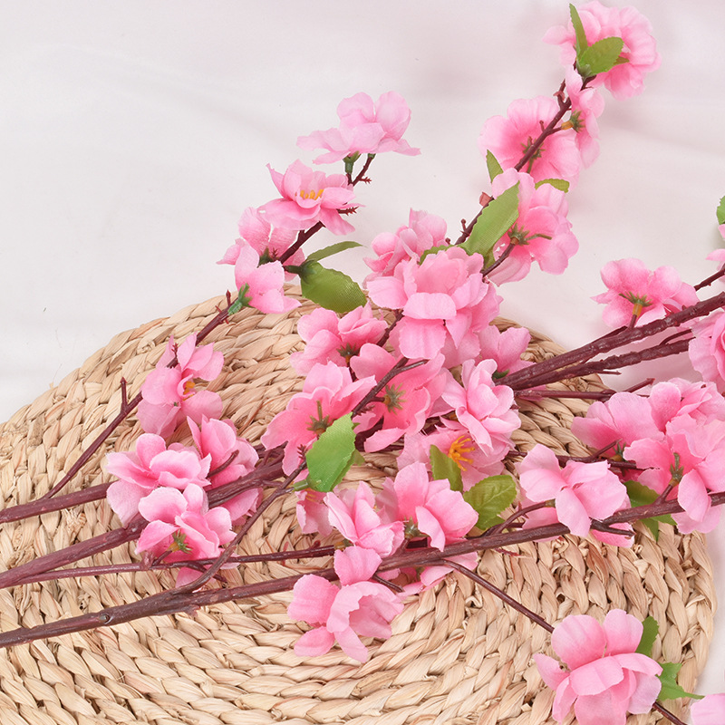 Simulation Peach Branches Artificial Flower Fake Flower Branch Single Cherry Blossom Living Room Branch Chimonanthus Silk Flower Fake Peach Blossom Wholesale