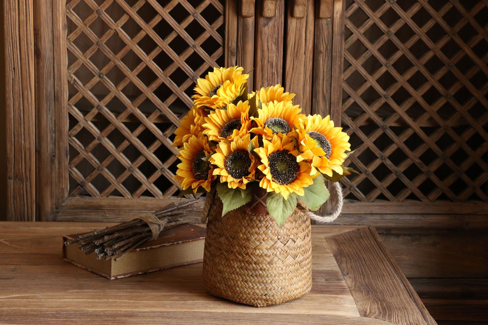 Artificial Sunflower Wholesale Artificial Flower Silk Flower Floor Taiyanghua Bundled Flower Home Decoration 5 Sunflowers