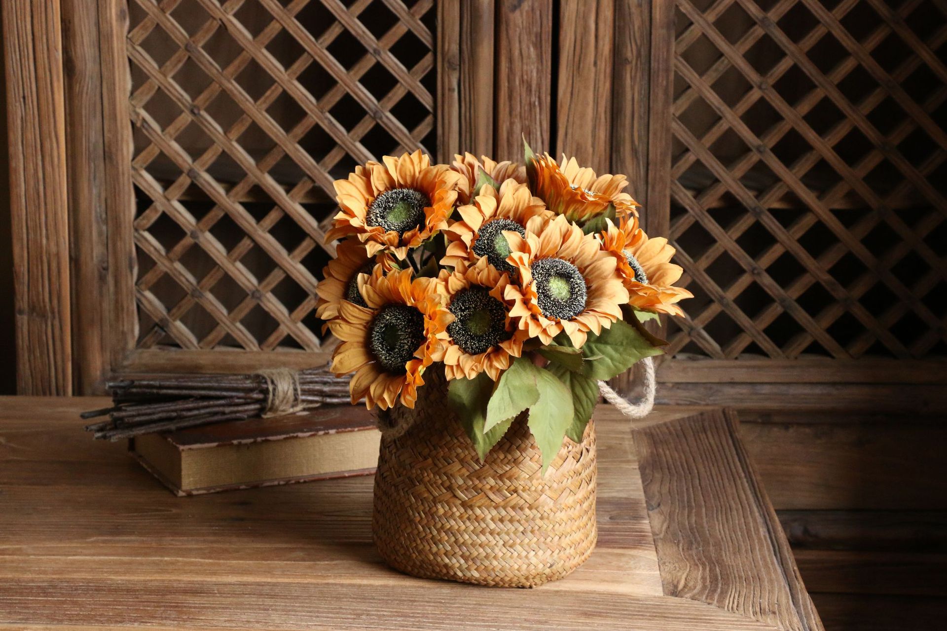 Artificial Sunflower Wholesale Artificial Flower Silk Flower Floor Taiyanghua Bundled Flower Home Decoration 5 Sunflowers