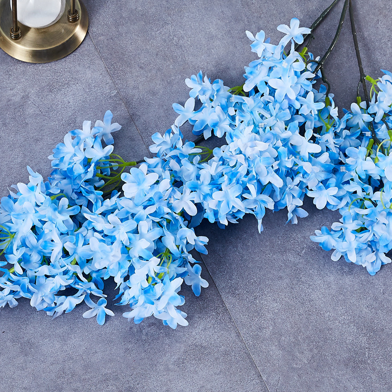 Artificial Flower Encryption Cross Cherry Blossom Lilac High-End Wedding Decoration Cherry Blossom Silk Flower Home 