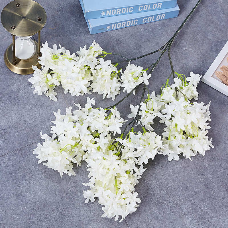 Artificial Flower Encryption Cross Cherry Blossom Lilac High-End Wedding Decoration Cherry Blossom Silk Flower Home 