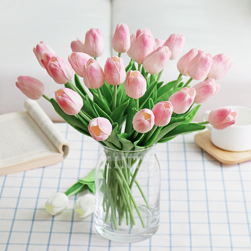  Pu Mini Tulip Artificial Flower Wedding Home Artificial Flower Photographic Prop Decorative