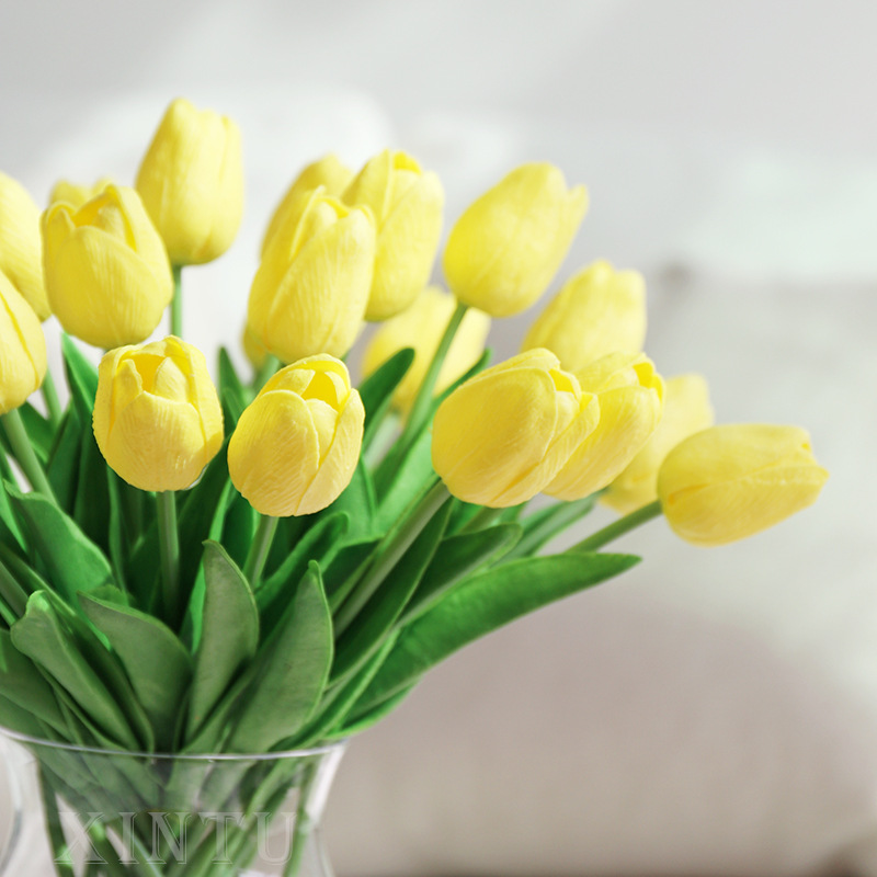  Pu Mini Tulip Artificial Flower Wedding Home Artificial Flower Photographic Prop Decorative