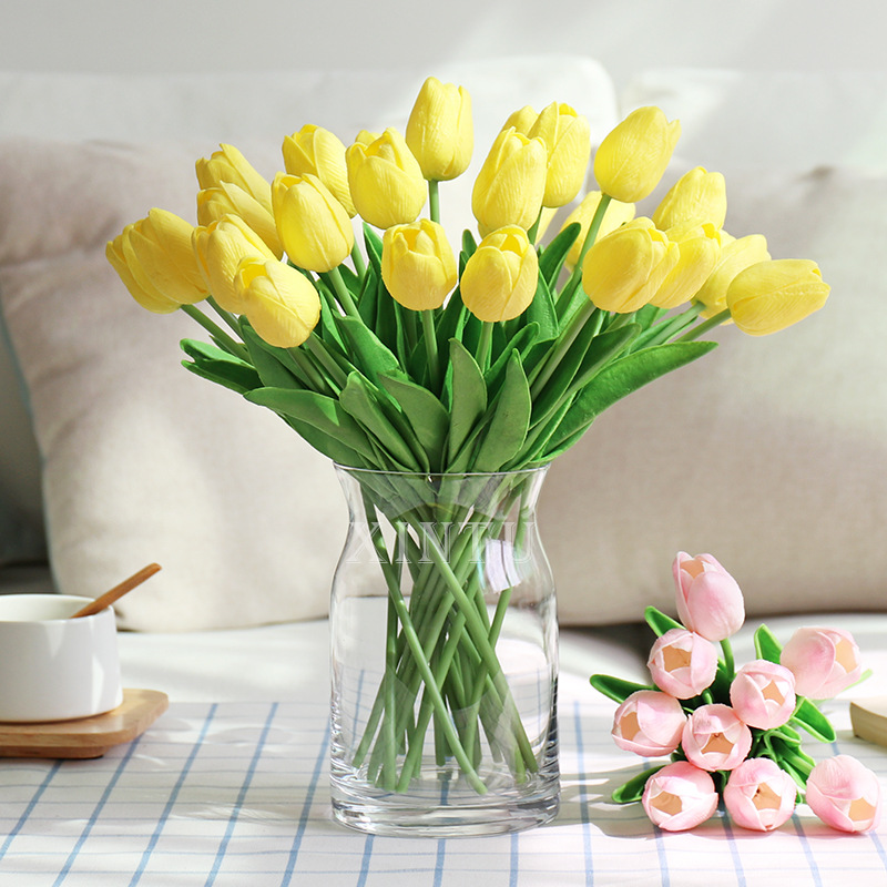  Pu Mini Tulip Artificial Flower Wedding Home Artificial Flower Photographic Prop Decorative