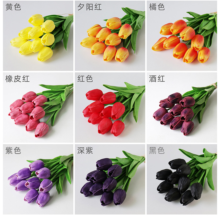  Pu Mini Tulip Artificial Flower Wedding Home Artificial Flower Photographic Prop Decorative