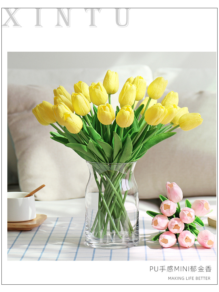  Pu Mini Tulip Artificial Flower Wedding Home Artificial Flower Photographic Prop Decorative