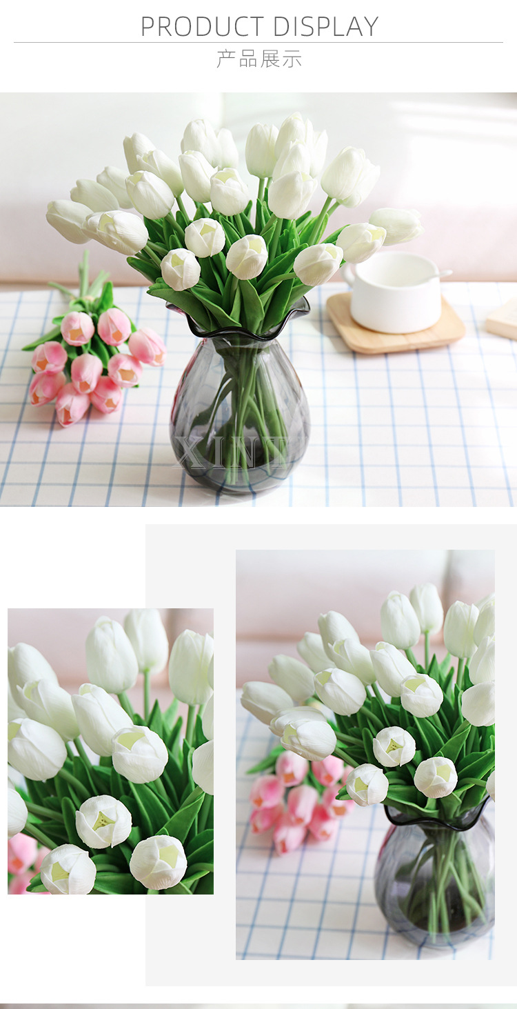  Pu Mini Tulip Artificial Flower Wedding Home Artificial Flower Photographic Prop Decorative