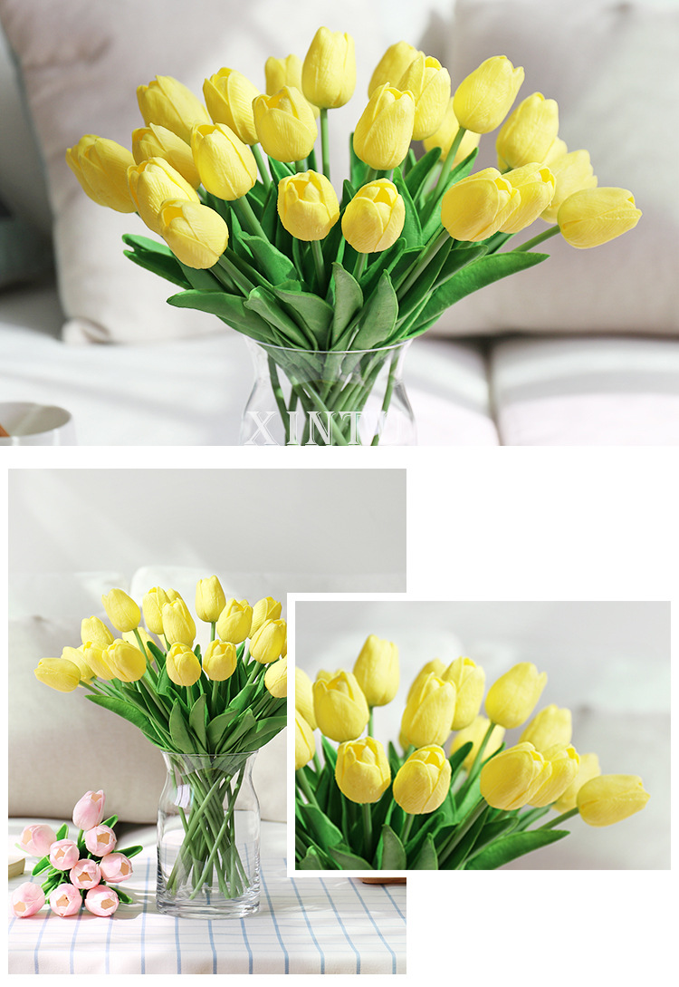  Pu Mini Tulip Artificial Flower Wedding Home Artificial Flower Photographic Prop Decorative