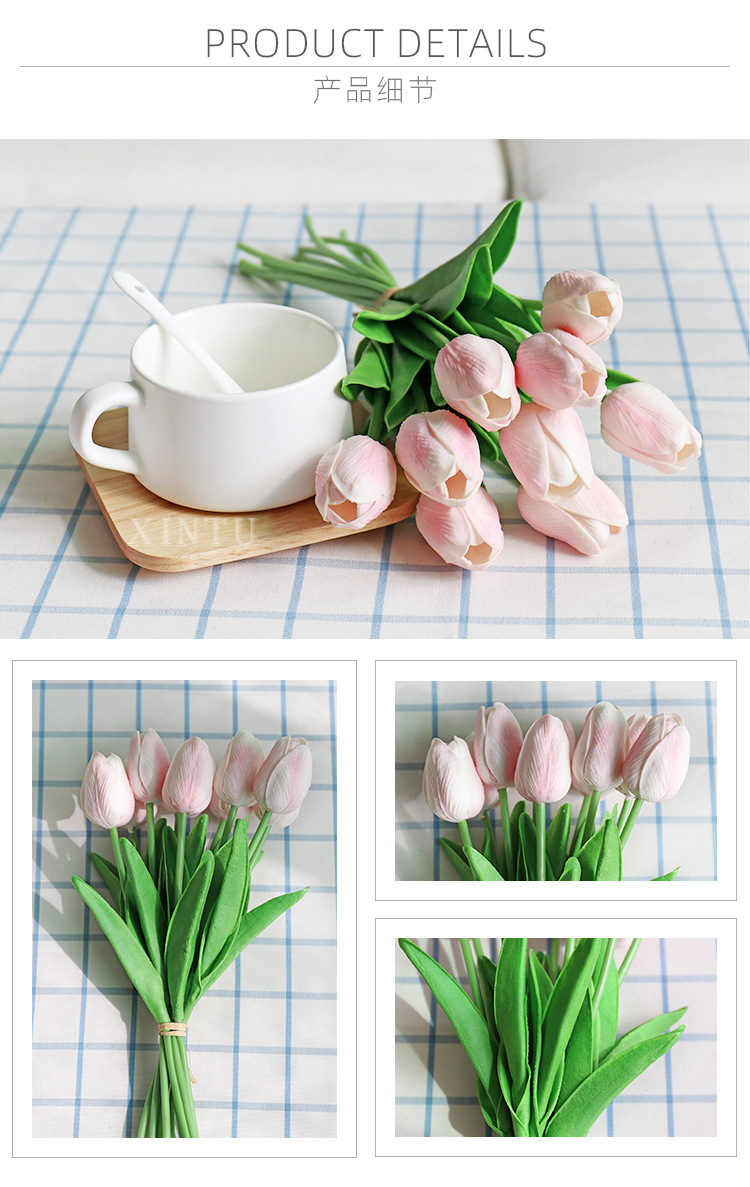  Pu Mini Tulip Artificial Flower Wedding Home Artificial Flower Photographic Prop Decorative