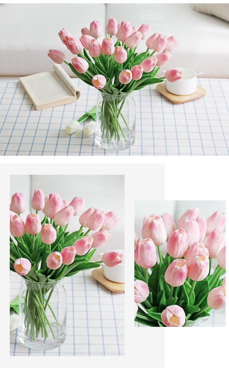  Pu Mini Tulip Artificial Flower Wedding Home Artificial Flower Photographic Prop Decorative