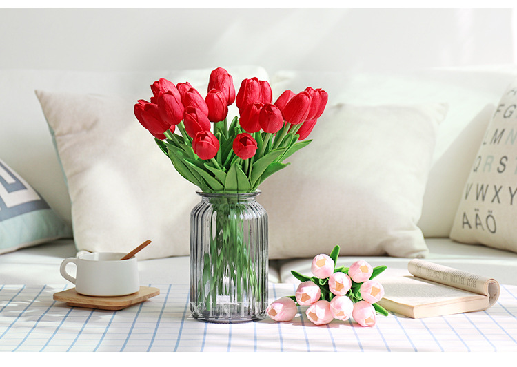  Pu Mini Tulip Artificial Flower Wedding Home Artificial Flower Photographic Prop Decorative