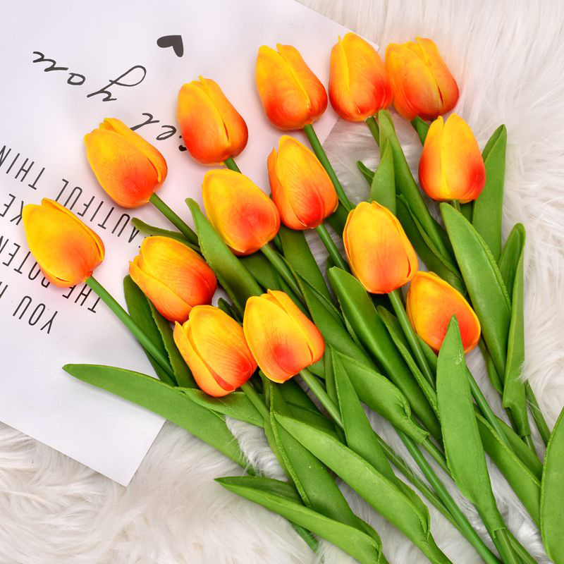 Pu Tulip Artificial Flower Artificial Flower Wedding Party Home Ornamental Flower Cross-Border Foreign Trade Flower 