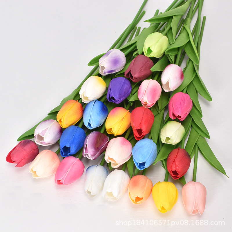 Pu Tulip Artificial Flower Artificial Flower Wedding Party Home Ornamental Flower Cross-Border Foreign Trade Flower 