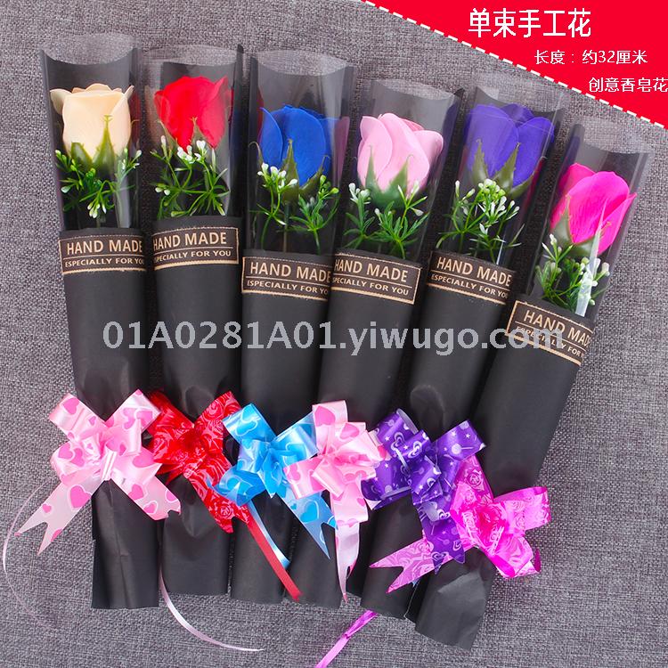 Christmas valentine&#039;s day creative single bundle of pure manual simulation rose soap flower factory foreign trade wholesale promotion activities