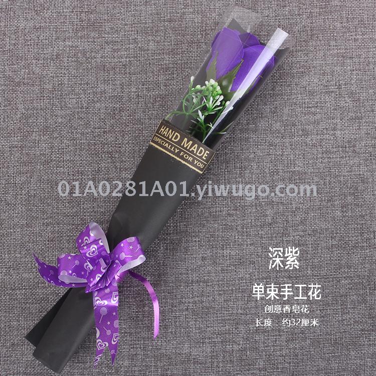 Christmas valentine&#039;s day creative single bundle of pure manual simulation rose soap flower factory foreign trade wholesale promotion activities