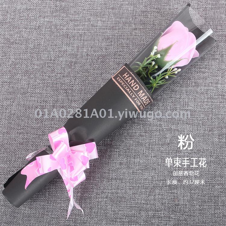 Christmas valentine&#039;s day creative single bundle of pure manual simulation rose soap flower factory foreign trade wholesale promotion activities