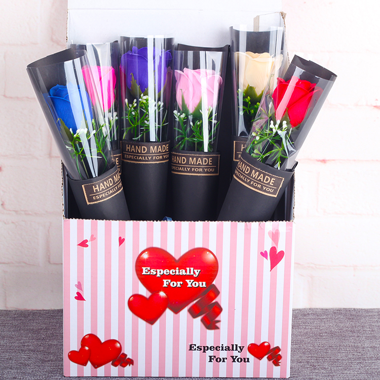 Christmas valentine's day creative single bundle of pure manual simulation rose soap flower factory foreign trade wholesale promotion activities