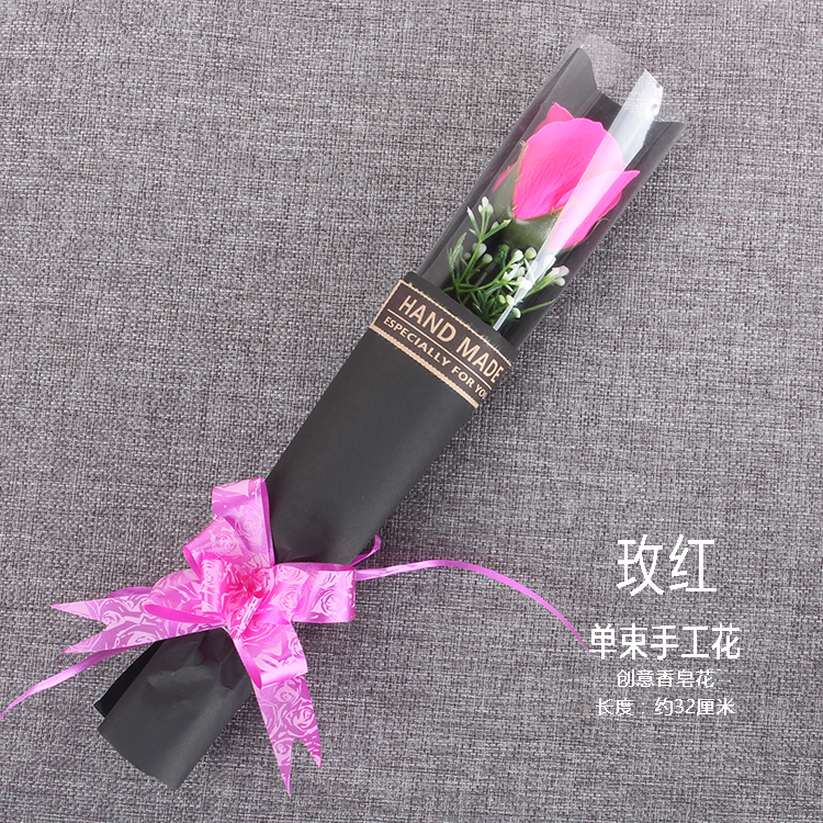 Christmas valentine's day creative single bundle of pure manual simulation rose soap flower factory foreign trade wholesale promotion activities