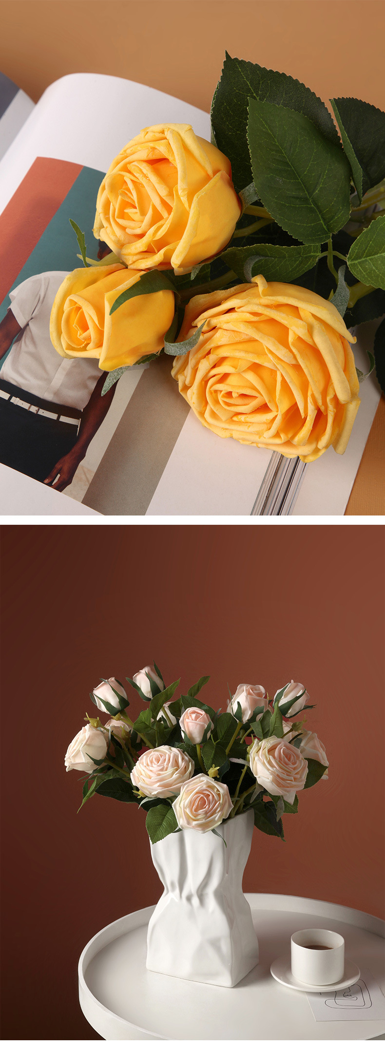 Moist Feeling Rose Bouquet Simulation Floral Decorations Home Indoor Decoration Wedding Fake Flower Photo Decoration Flowers