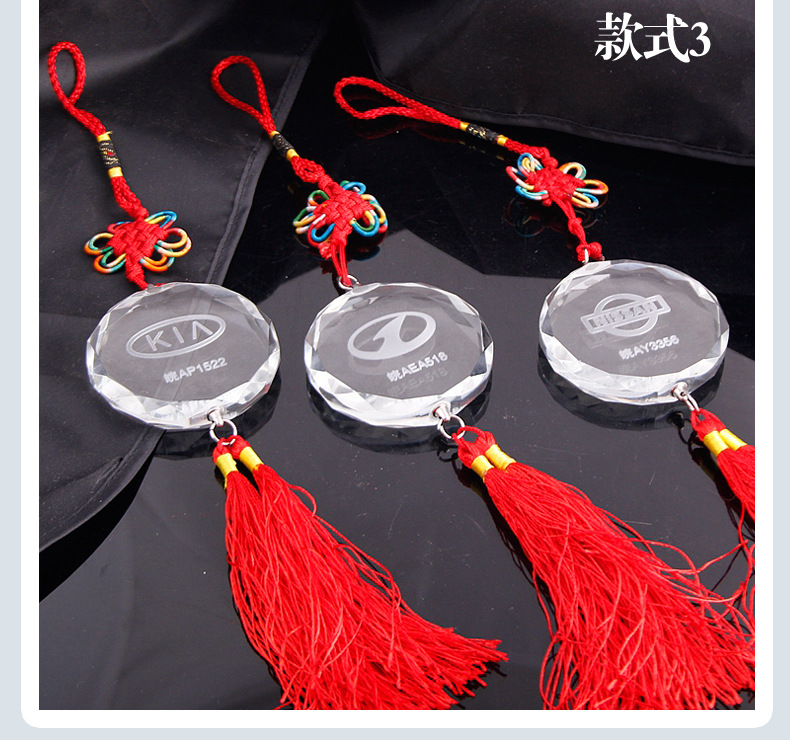 Manufacturers direct crystal crafts inside the carving hanging ornaments custom fashion rear view mirror pendant can be creative custom logo