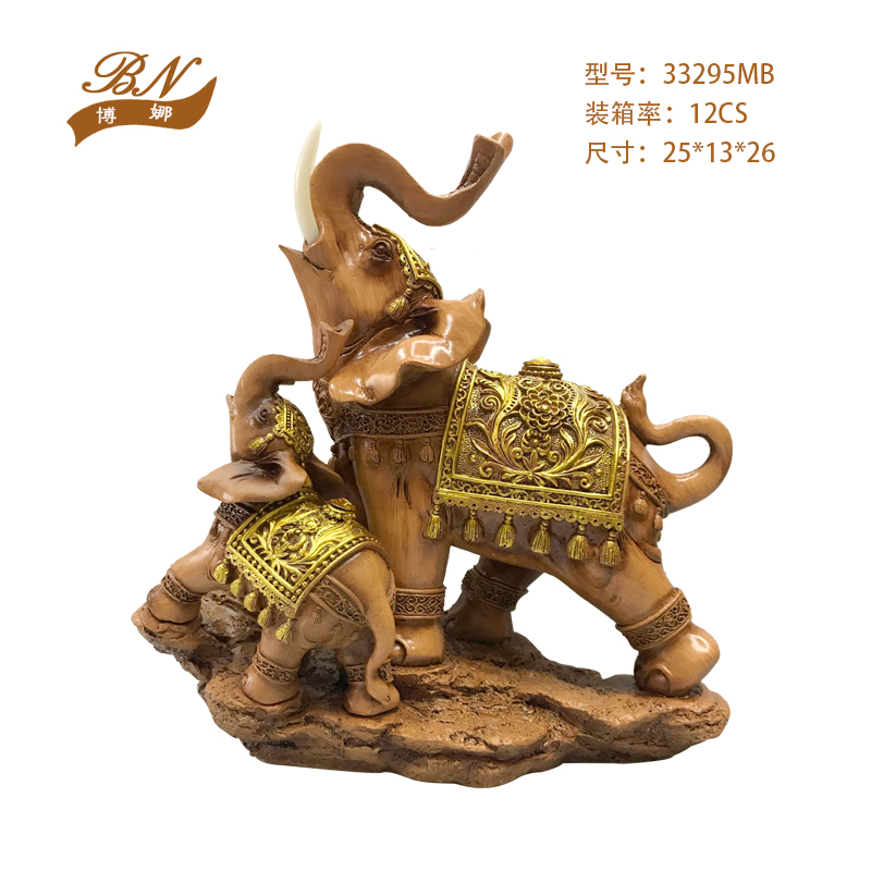 Resin Crafts Southeast Asian Style Mother and Child Elephant Decoration Living Room TV Cabinet Wine Cabinet Decorative Craft Gift