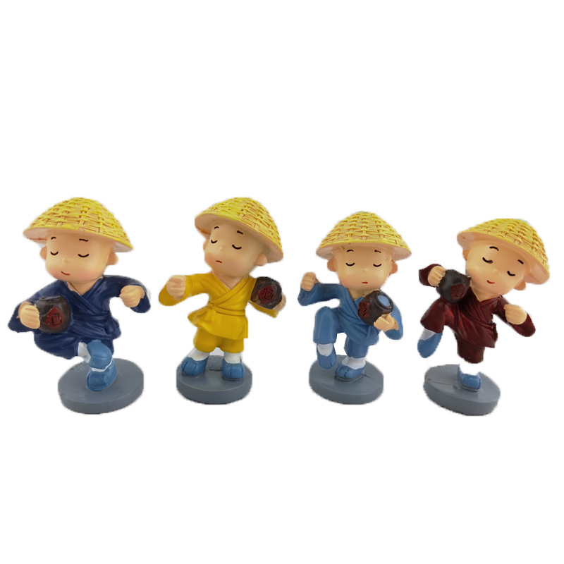 Set hat kung fu monk holding the drunken master of the altar of wine swordsman river \"s lake combination of resin crafts automobile decoration Set hat kung fu monk holding the drunken master of the altar of wine swordsman river \"s lake combination of resin crafts automobile decoration