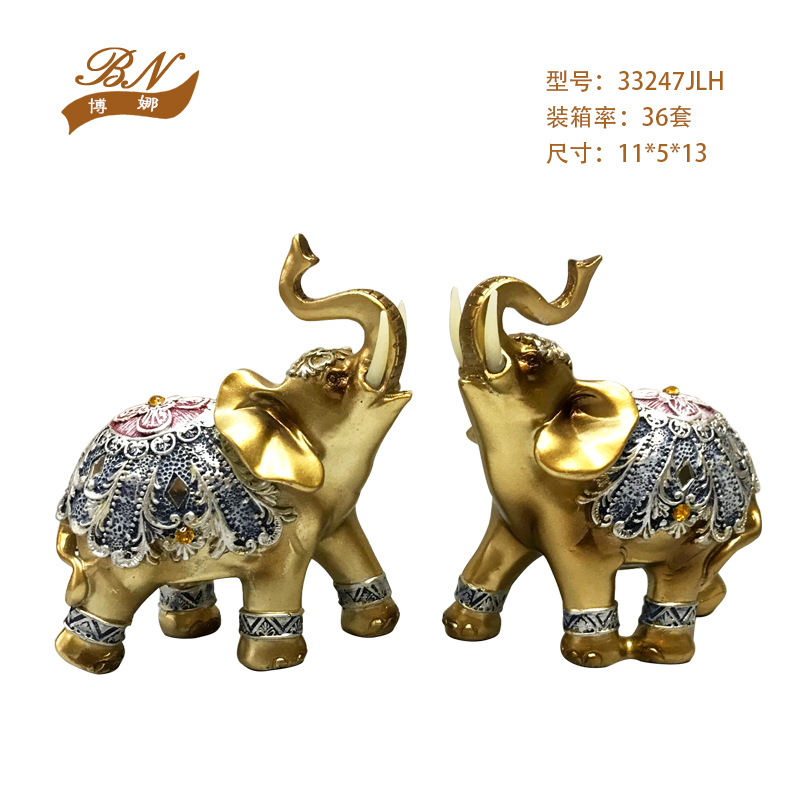 Resin Crafts Auspicious Auspicious Auspicious Elephant Couple Elephant Decoration TV Cabinet Cabinet Living Room Decoration Gift Decoration