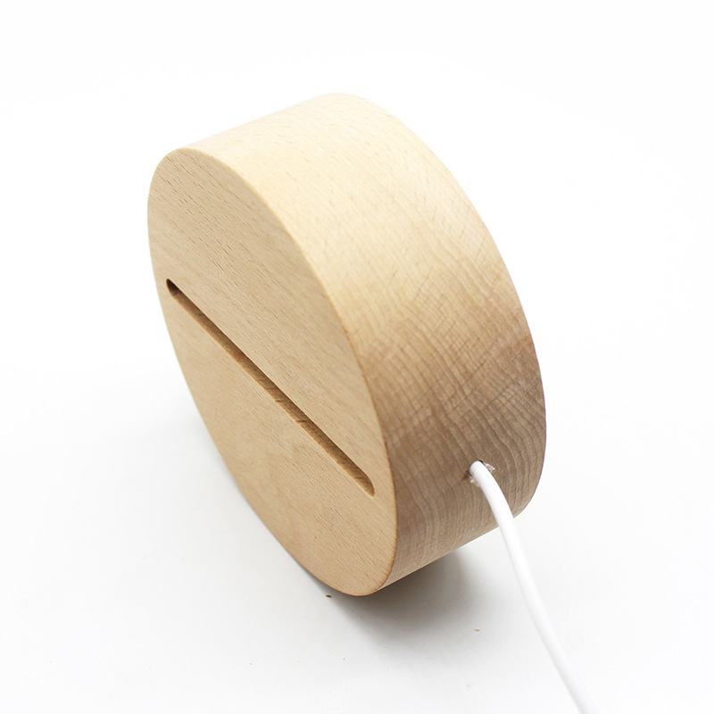 Wooden Atmosphere Led Small Night Lamp Crafts Decoration Base Wood Processing Solid Wood Base 3D Small Night Lamp Customization