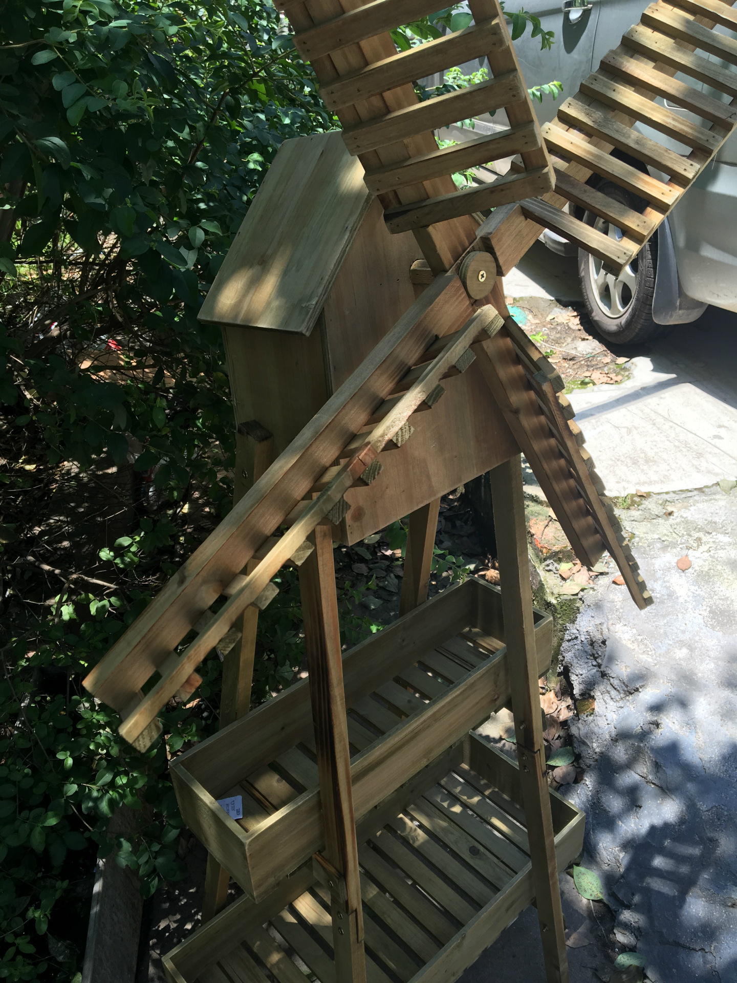 Wood crafts Creative Decorative Home Balcony Wooden Windmill Storage Rack Window Cafe Decoration Large Flower Rack