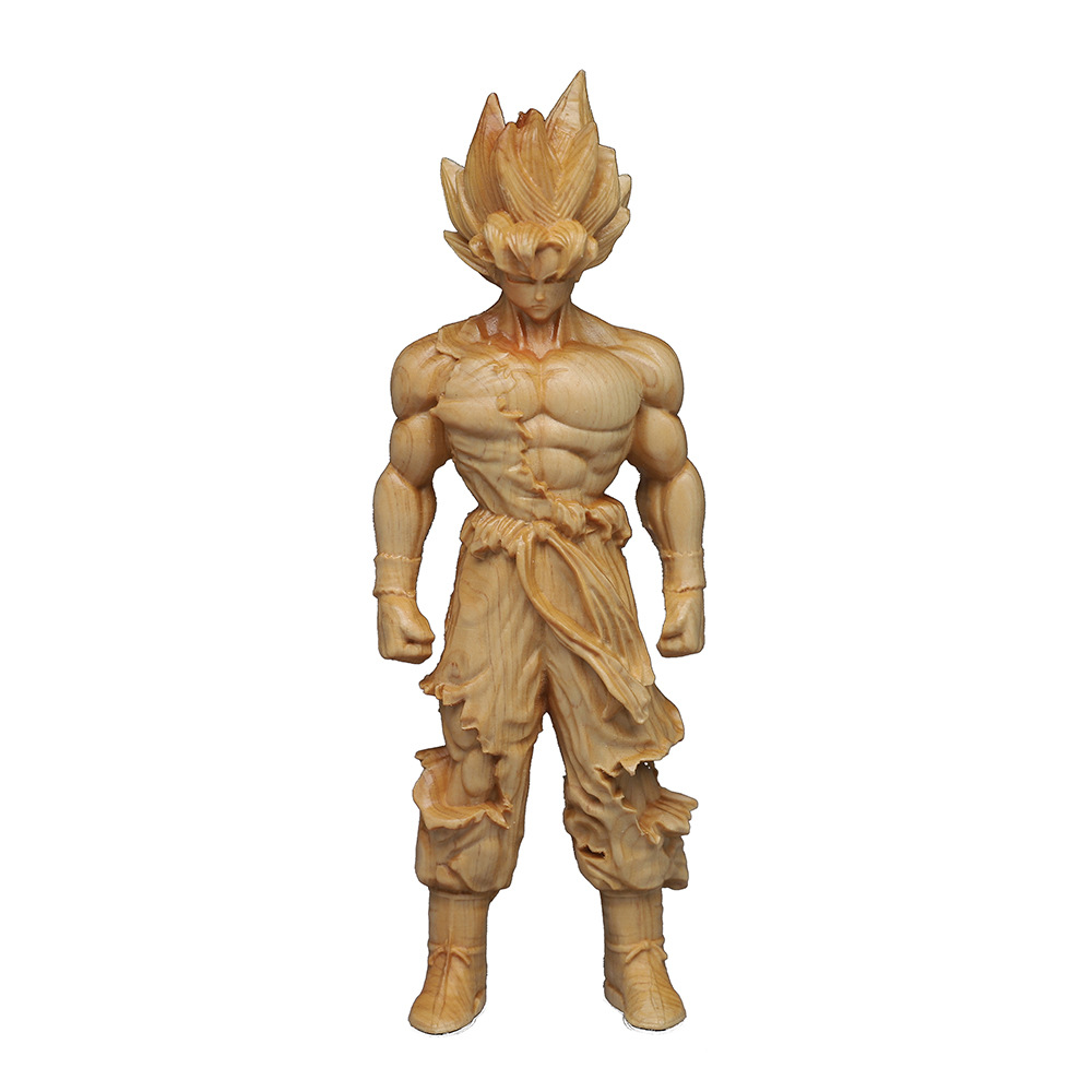 Wood Carving Dragon Ball Saiyan Said Wukong Small Ornaments Crafts Antique Shelf TV Cabinet Desktop Furnishings
