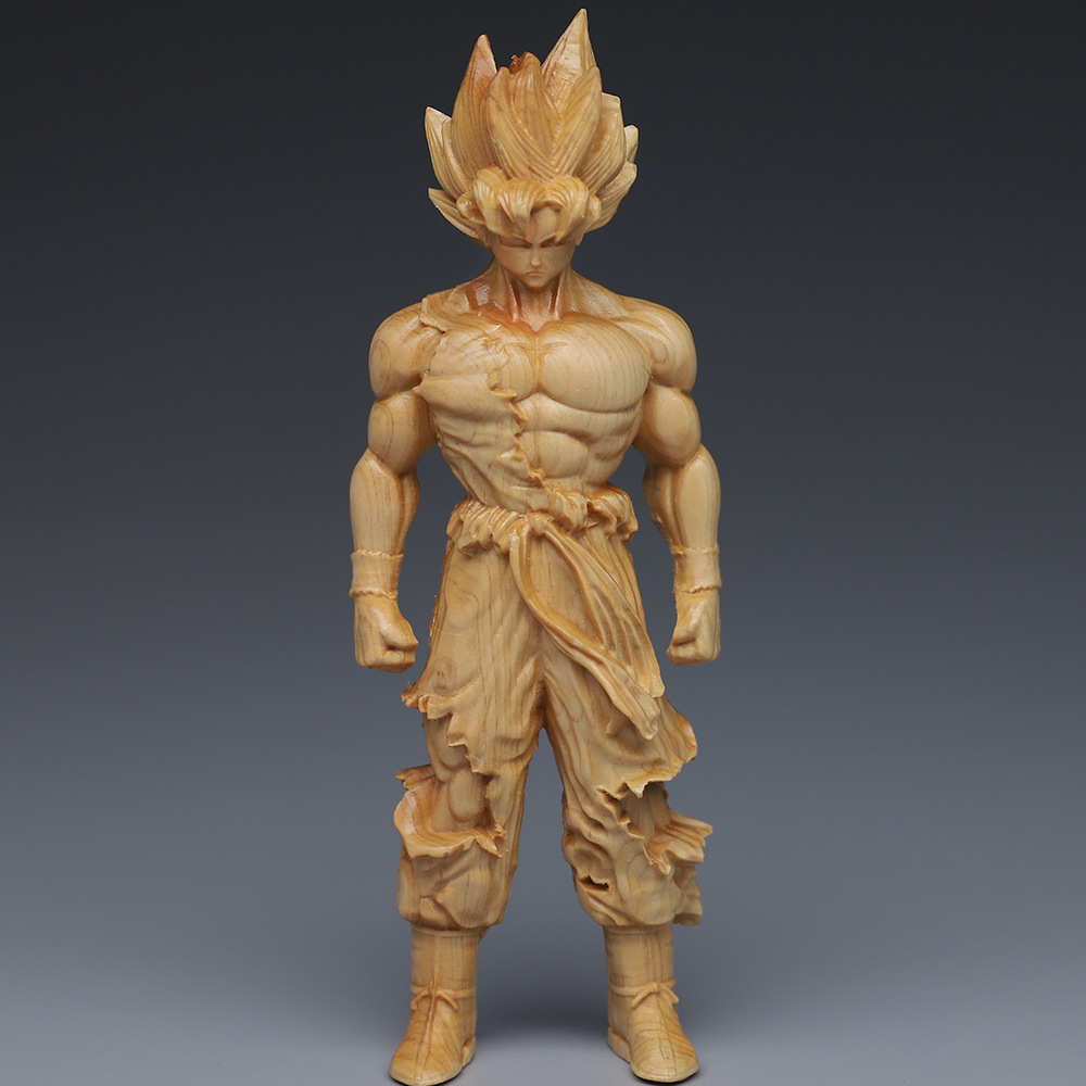 Wood Carving Dragon Ball Saiyan Said Wukong Small Ornaments Crafts Antique Shelf TV Cabinet Desktop Furnishings