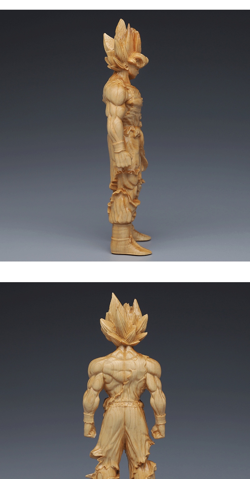 Wood Carving Dragon Ball Saiyan Said Wukong Small Ornaments Crafts Antique Shelf TV Cabinet Desktop Furnishings