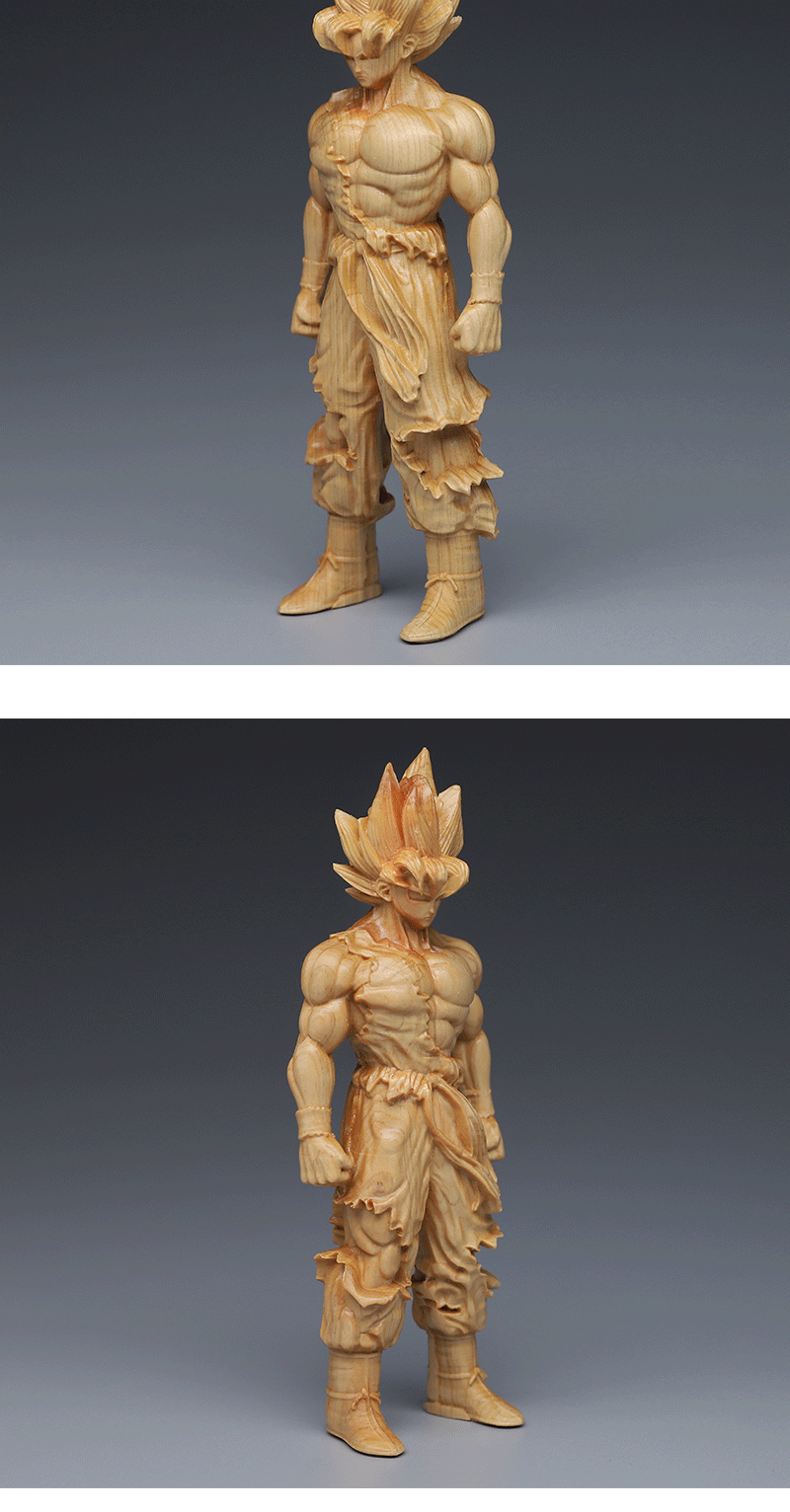 Wood Carving Dragon Ball Saiyan Said Wukong Small Ornaments Crafts Antique Shelf TV Cabinet Desktop Furnishings