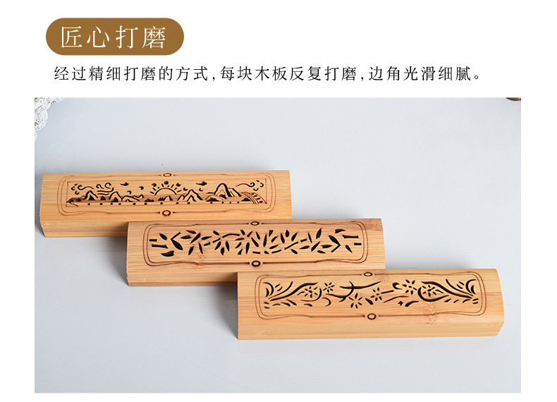 Bamboo Wood Incense Box Backflow Incense Burner Hollow Carving Crafts Chinese Retro Sandalwood Agarwood Aroma Burner Customization
