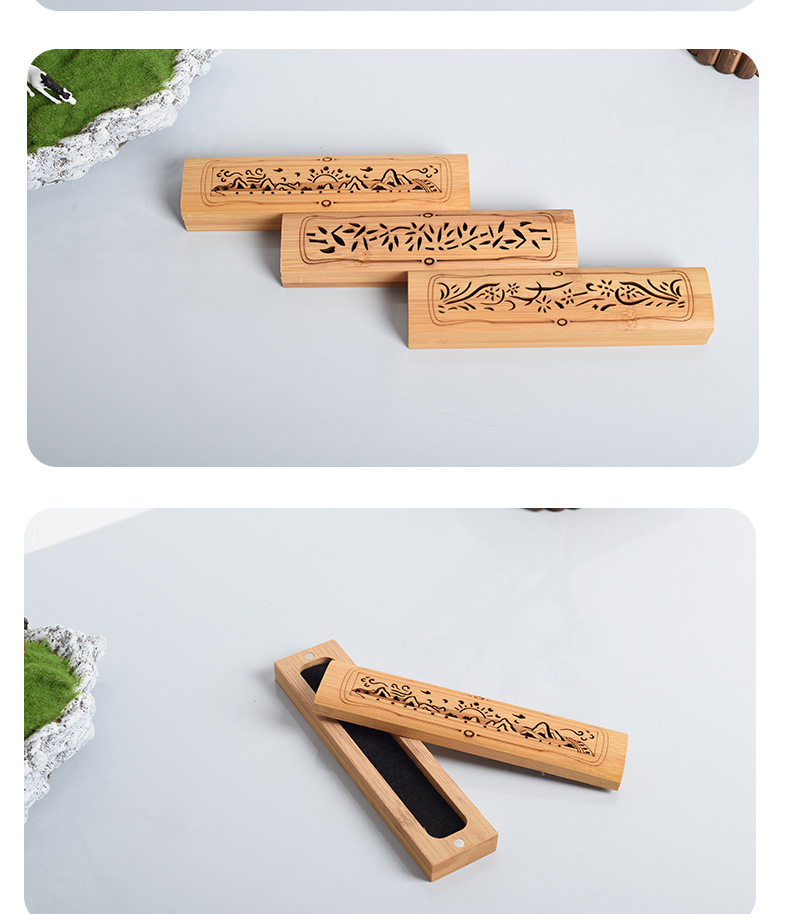 Bamboo Wood Incense Box Backflow Incense Burner Hollow Carving Crafts Chinese Retro Sandalwood Agarwood Aroma Burner Customization