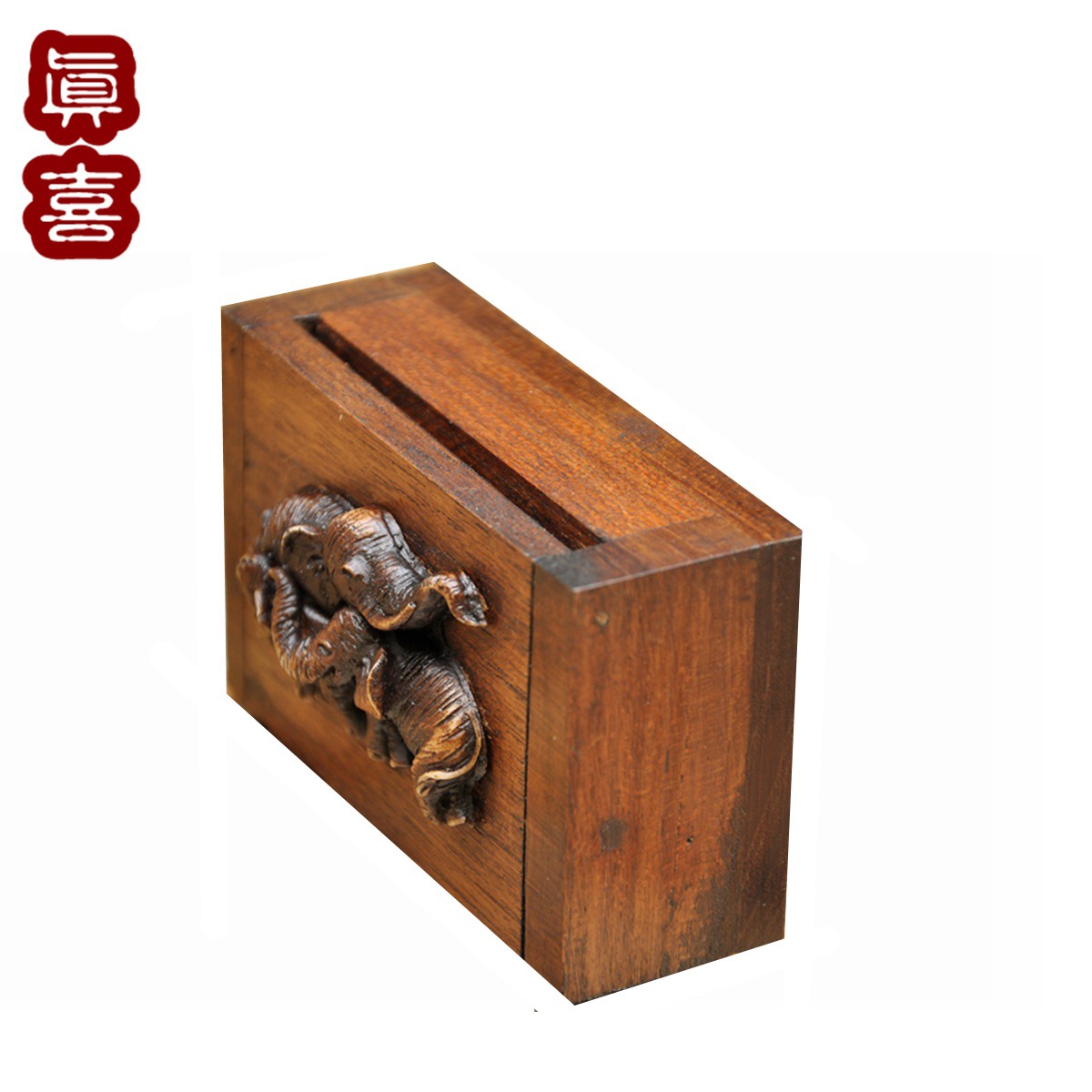 Thailand Relief Elephant Teak Toothpick Box Southeast Asia Solid Wood Carving Relief Home Crafts Toothpick Holder