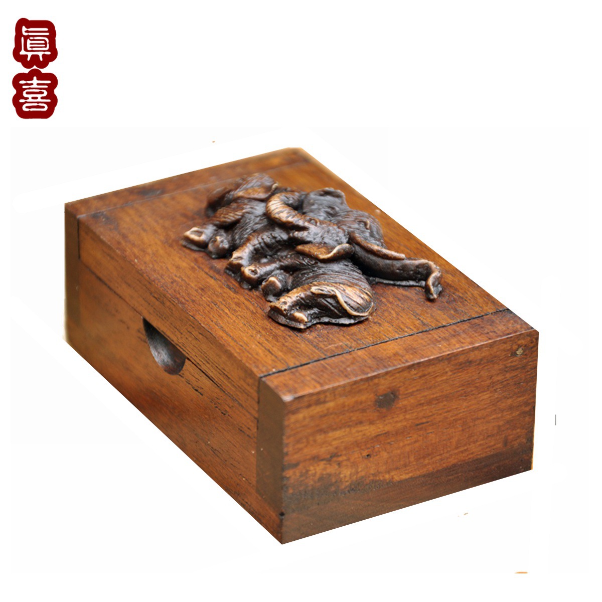 Thailand Relief Elephant Teak Toothpick Box Southeast Asia Solid Wood Carving Relief Home Crafts Toothpick Holder