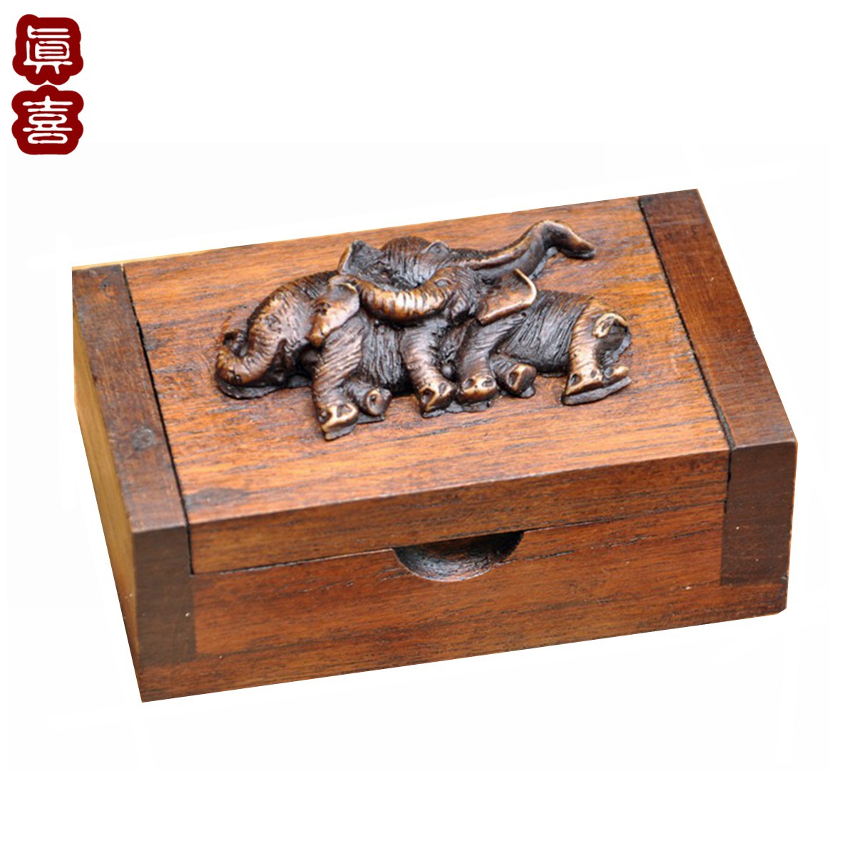 Thailand Relief Elephant Teak Toothpick Box Southeast Asia Solid Wood Carving Relief Home Crafts Toothpick Holder