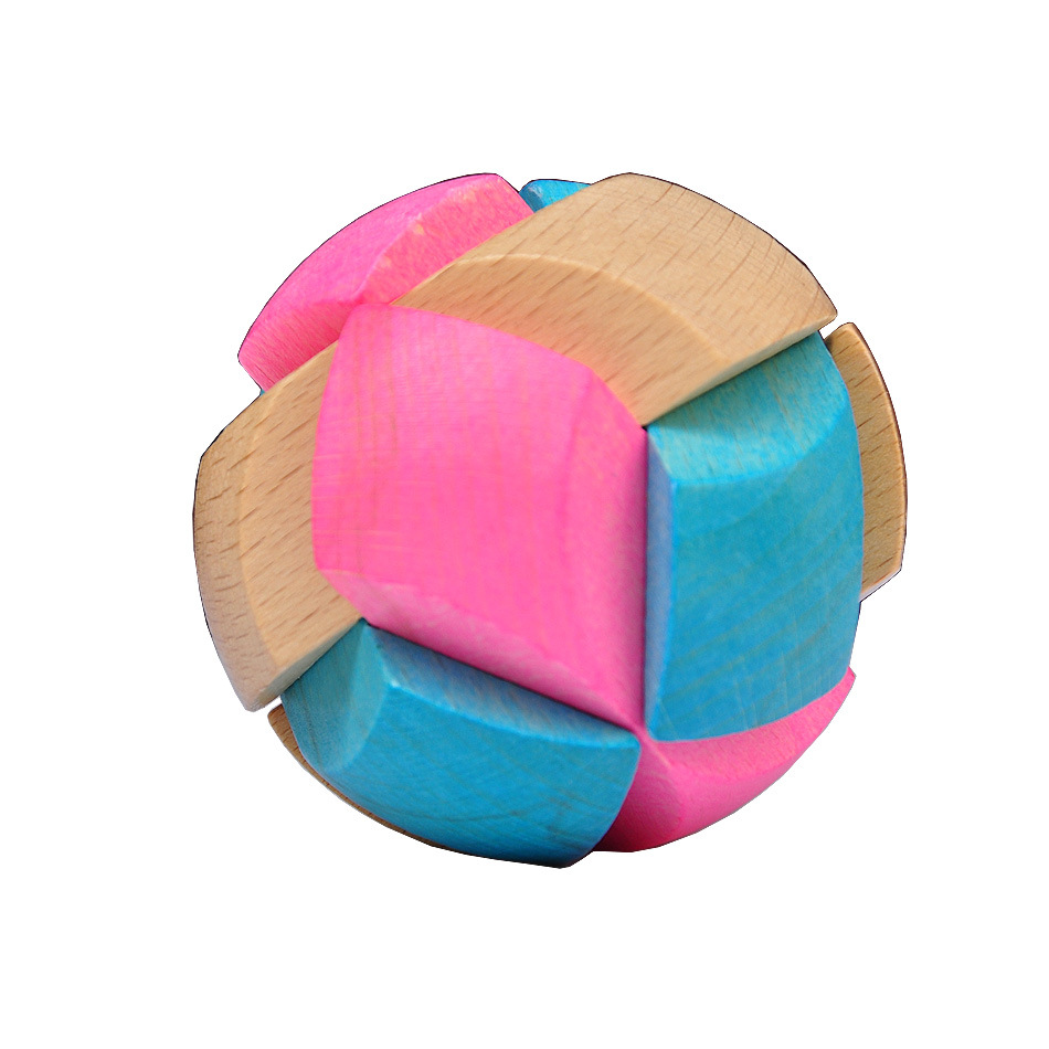 Wooden Educational Toys Burr Puzzle Burr Puzzle Football 24-Lock Six-Way Cage Take Treasure the Eighteen Disciples of the Buddha Color