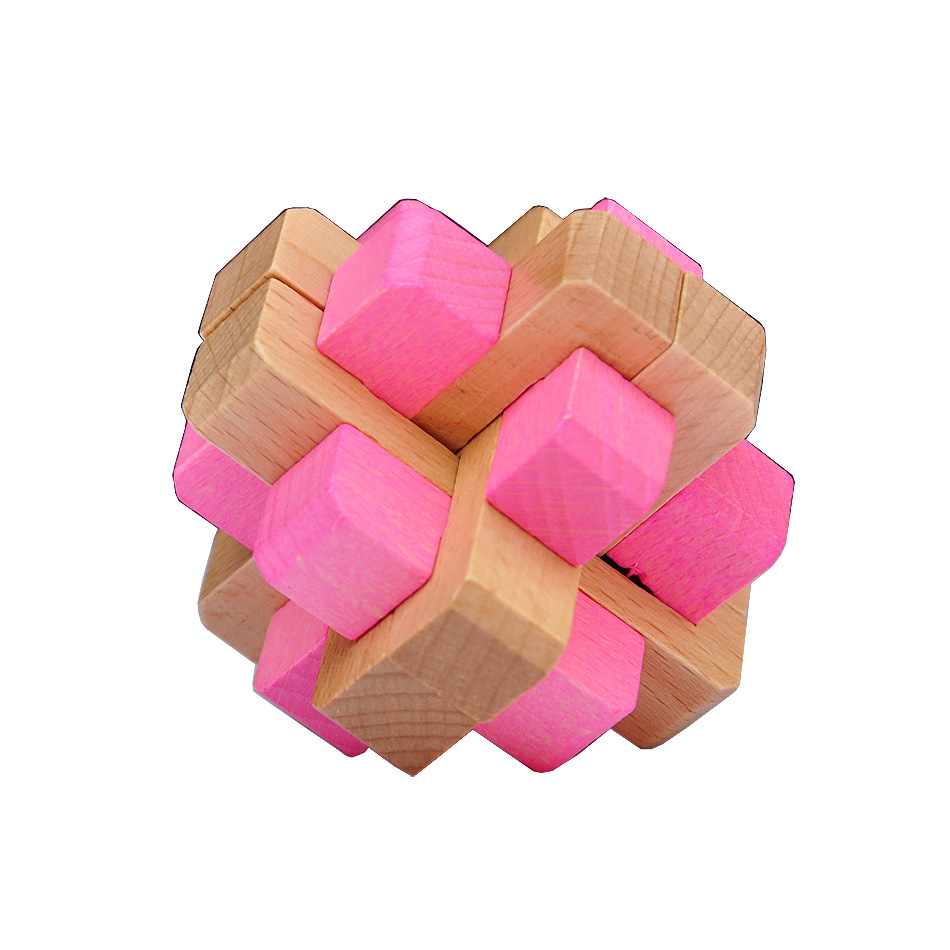 Wooden Educational Toys Burr Puzzle Burr Puzzle Football 24-Lock Six-Way Cage Take Treasure the Eighteen Disciples of the Buddha Color