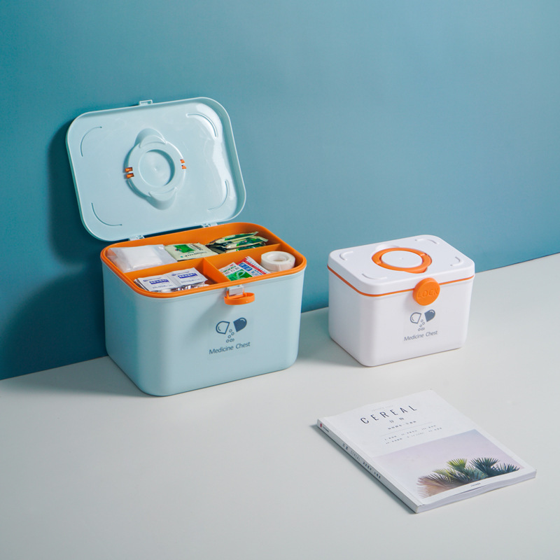 Household Storage Plastic Medicine Cabinet Multi-Layer Portable Medicine First Aid Kit Family Pack Medicine Storage Box Small Medicine Box