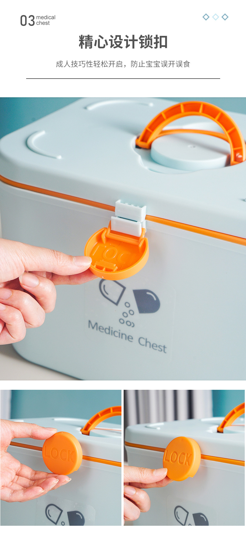 Household Storage Plastic Medicine Cabinet Multi-Layer Portable Medicine First Aid Kit Family Pack Medicine Storage Box Small Medicine Box